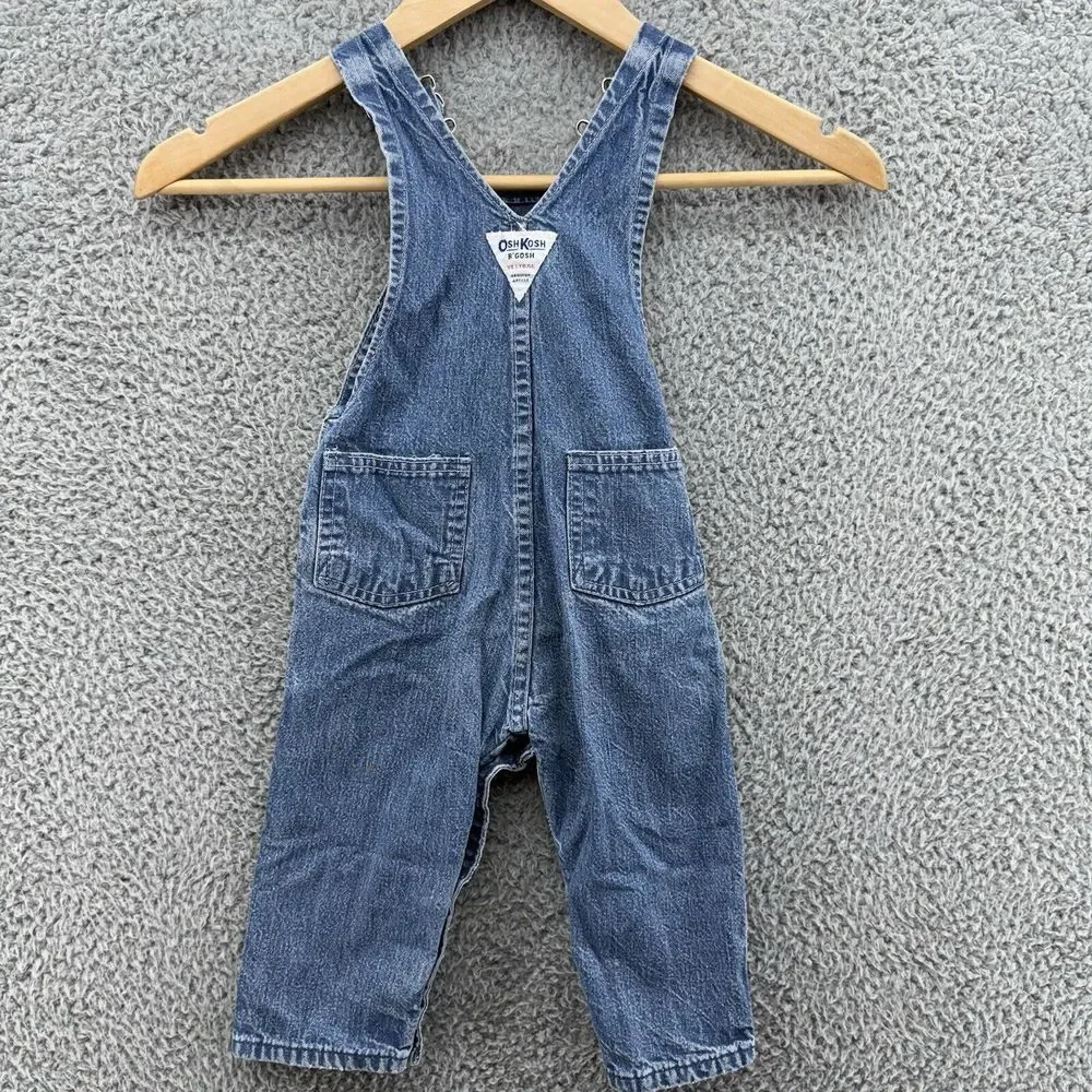 Oshkosh B'gosh Y2K Fleece Blue Denim Bib Overalls Toddler Size‎ 24 Months READ